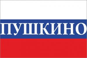 Флаг России с названием города Пушкино